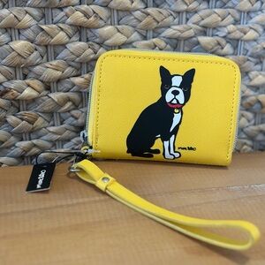 Marc Tetro Yellow Dog Wristlet Wallet w/Boston Terrier NWT